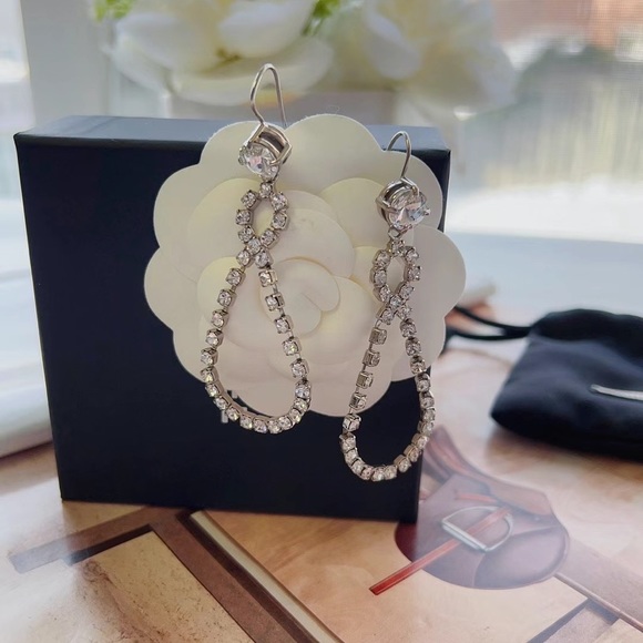 Miu Miu Crystal Infinity Drop Earrings - Picture 1 of 4